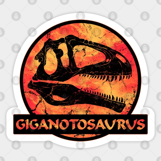 Giganotosaurus Fossil Skull Sticker by NicGrayTees